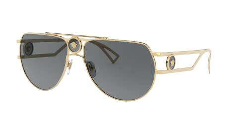 Versace Gold Metal Aviator Sunglasses with Grey Lens