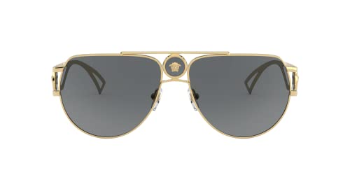 Versace Gold Metal Aviator Sunglasses with Grey Lens