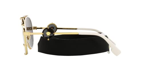 Versace VE 2232 147187 White Metal Aviator Sunglasses Grey Lens