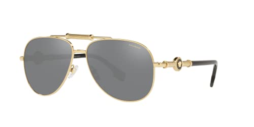 Versace Aviator Sunglasses: Gold Frame, Polarized Grey Lenses