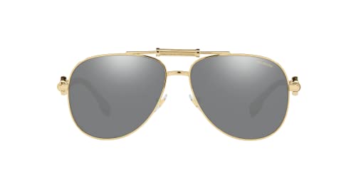Versace Aviator Sunglasses: Gold Frame, Polarized Grey Lenses