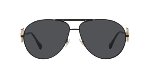 Versace Unisex Aviator Sunglasses in Matte Black, Dark Grey