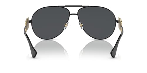 Versace Unisex Aviator Sunglasses in Matte Black, Dark Grey