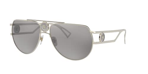 Versace Pale Gold Aviator Sunglasses with Silver Mirror