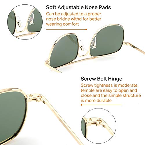 Mens 55mm Gold Polarized Aviator Sunglasses Military Pilot