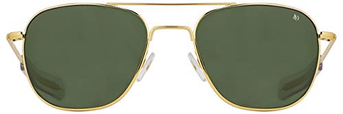 AO Original Pilot Sunglasses - Gold - Calobar Green AOLite Nylon Lenses - Bayonet Temple - 52-20-140