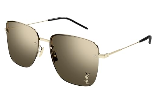 SAINT LAURENT Women's Square Aviator Sunglasses, Gold Brown