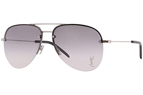 SAINT LAURENT Classic 11 M Aviator Sunglasses Silver/Grey