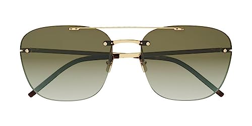 Saint Laurent Rimless Pilot Navigator Sunglasses, Shiny Gold