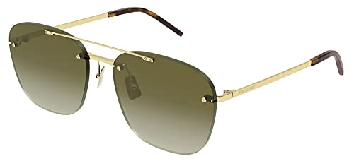 Saint Laurent Rimless Pilot Navigator Sunglasses, Shiny Gold