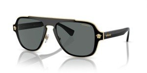 Versace Aviator Sunglasses with Black Frame, Dark Lenses