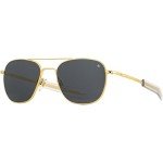 AO Original Pilot Sunglasses - Gold - True Color Gray AOLite Nylon Lenses - Bayonet Temple - Polarized - 55-20-140