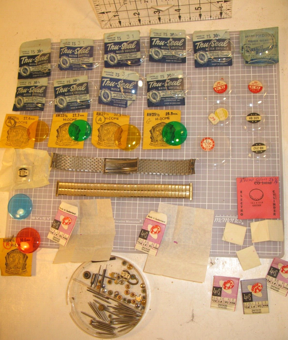 Vintage Watch Parts Lot with Crystals & Jewels