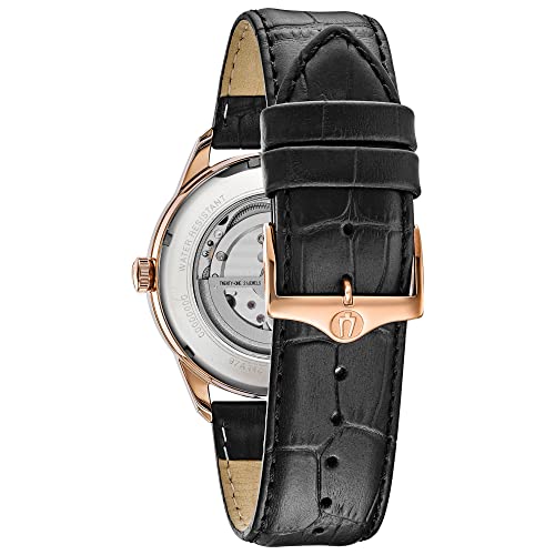 Rose Gold Automatic Men's Watch with Leather Strap