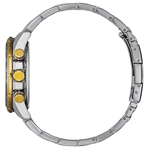 Citizen Men's Eco-Drive Sport Luxury PCAT Chronograph Watch in Two-tone Stainless Steel, Black Dial (Model: CB5894-50E)