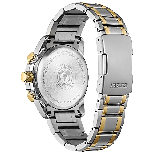 Citizen Men's Eco-Drive Sport Luxury PCAT Chronograph Watch in Two-tone Stainless Steel, Black Dial (Model: CB5894-50E)