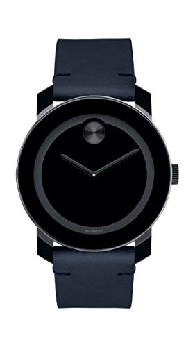 Men's Blue Leather Strap Movado Watch