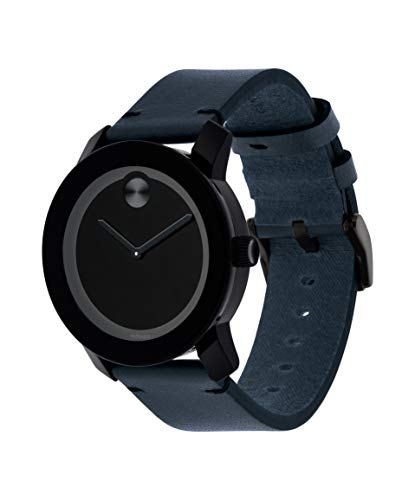 Men's Blue Leather Strap Movado Watch