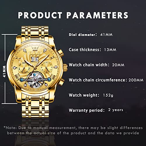 OLEVS Automatic Men Watch Tourbillon Self Winding Mechanics Luxury Business Stainless Steel Luminous Waterproof Wrist Watch