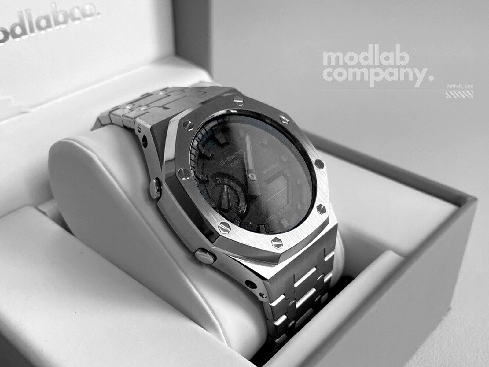 Men's Silver Custom G-Shock GA2100 Watch