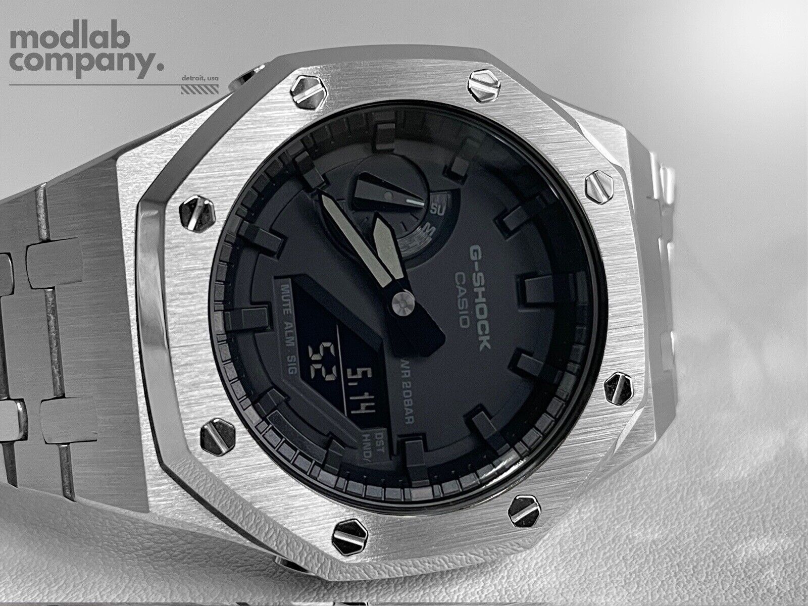 Men's Silver Custom G-Shock GA2100 Watch