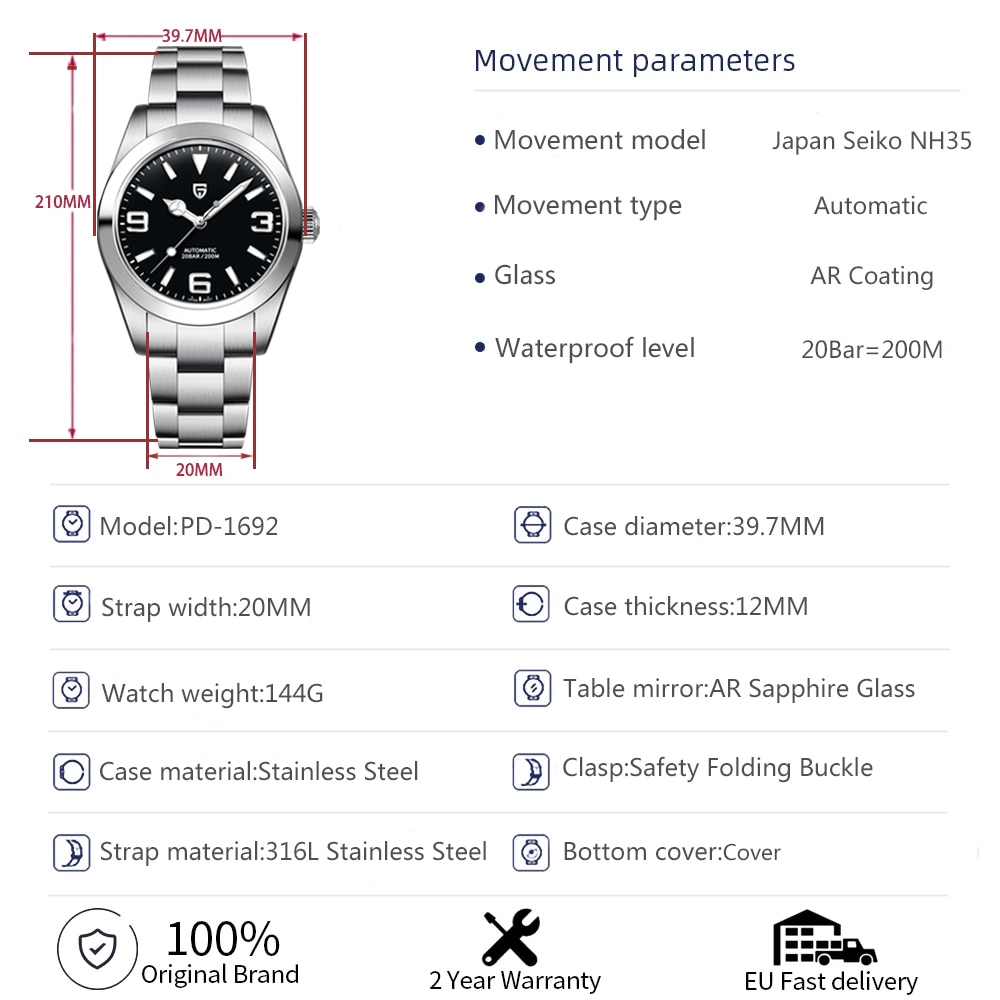 PAGANI DESIGN NH35 Men's Automatic Sports Watch