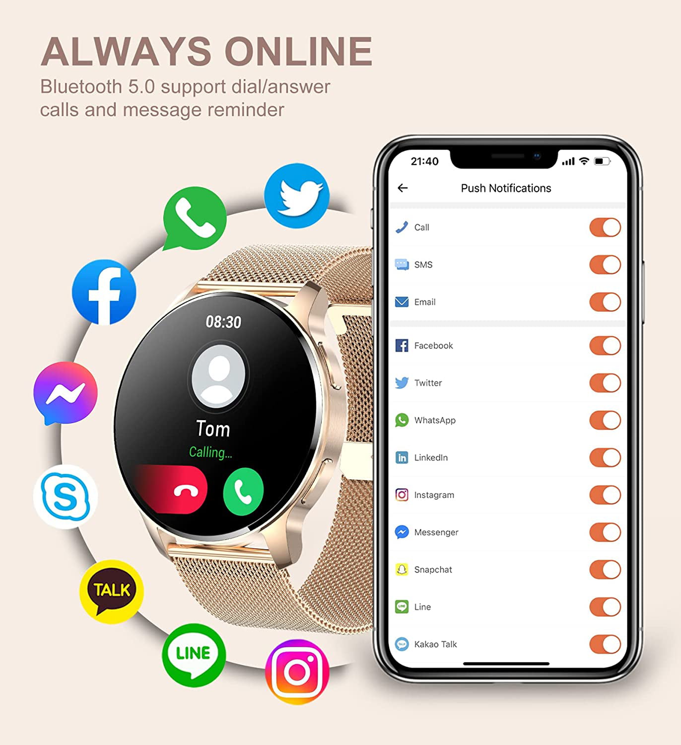 Women's Smartwatch with Call Function & Fitness Tracking