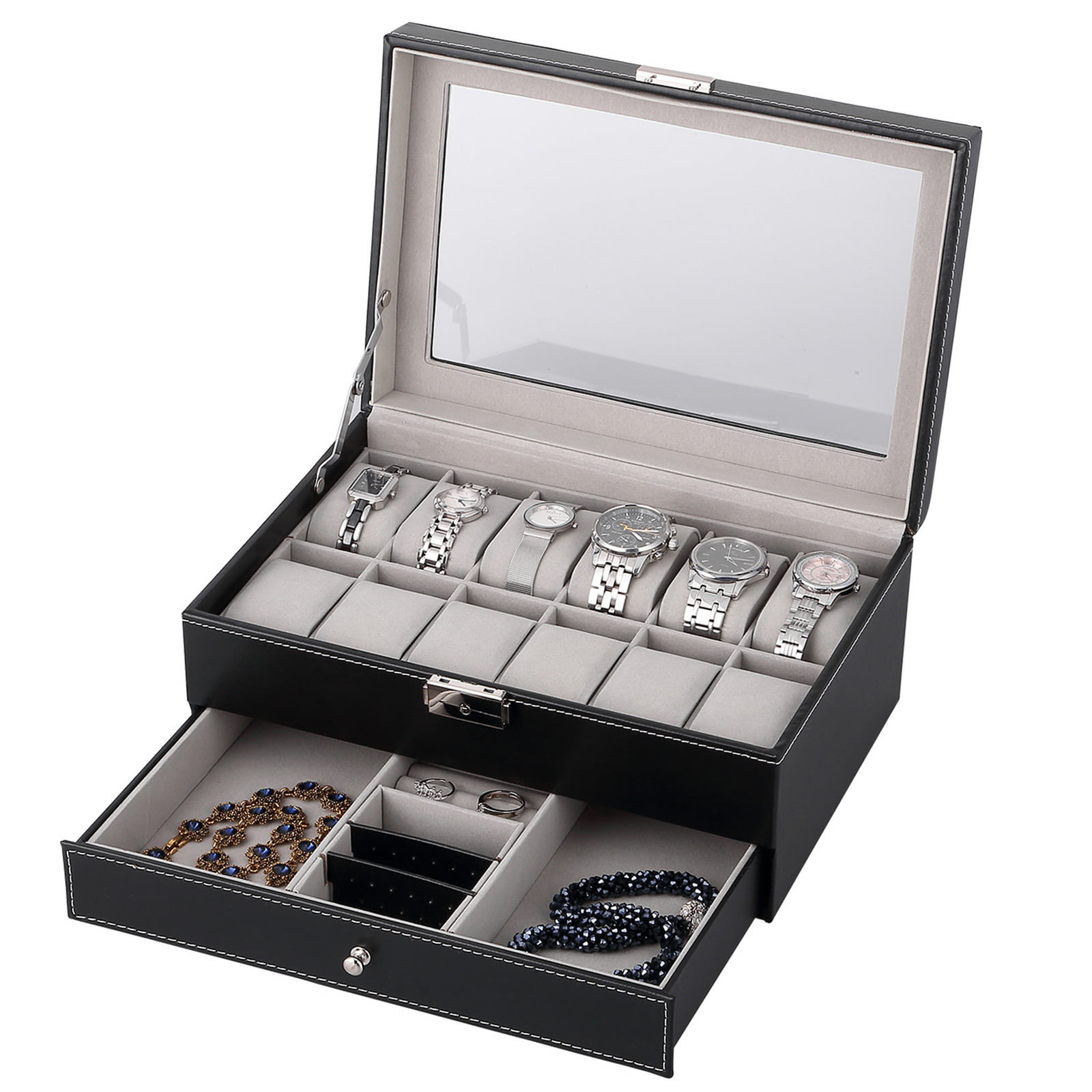 UTEN Men's Leather Watch Box - 12 Slots