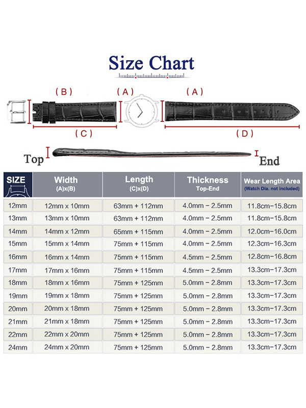 Qtymom Leather Watch Band 16-24mm
