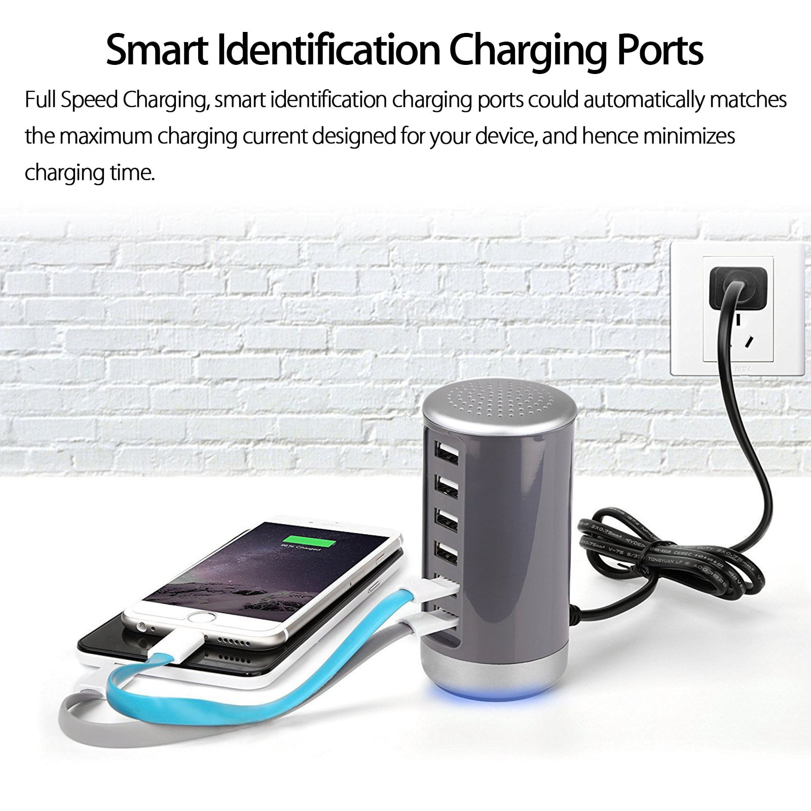 6-Port USB Wall Charger for Mobile Devices