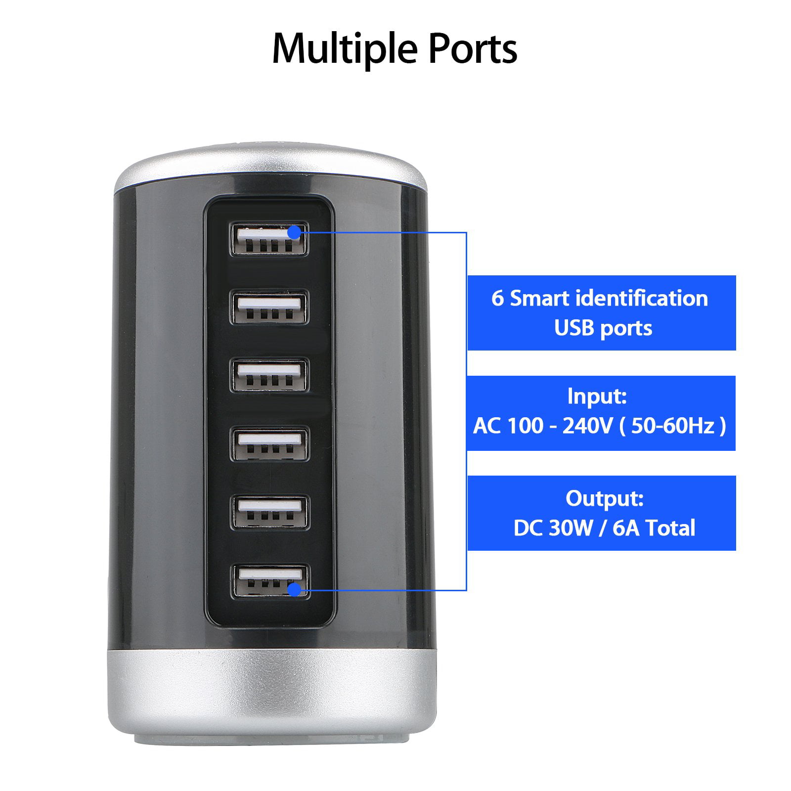 6-Port USB Wall Charger for Mobile Devices