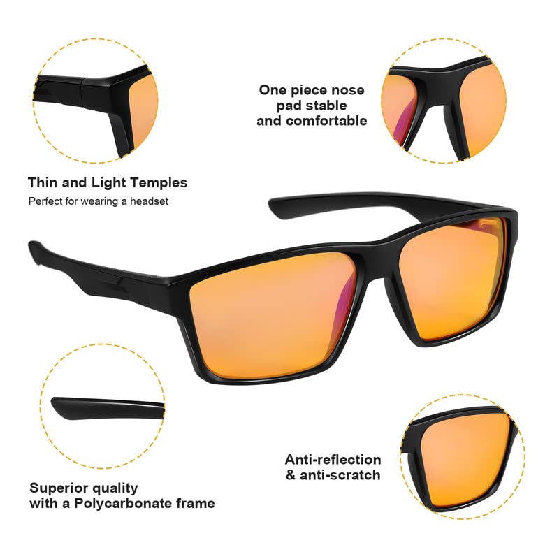 Blue Light Blocking Glasses Gaming Glasses Computer Gamer Glasses Powerful Professional Filter, Anti-Fatigue Anti Glare UV & Eyestrain Screen Glasses for Women Men (Video Games, Console, TV, PC)