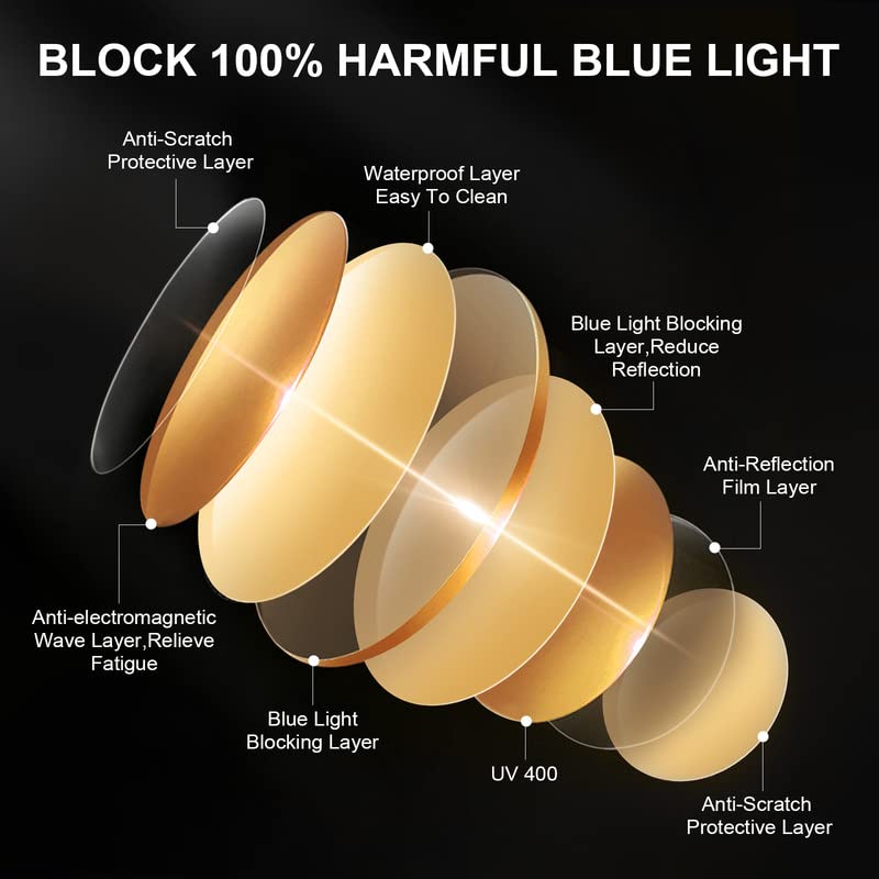Blue Light Blocking Glasses Gaming Glasses Computer Gamer Glasses Powerful Professional Filter, Anti-Fatigue Anti Glare UV & Eyestrain Screen Glasses for Women Men (Video Games, Console, TV, PC)