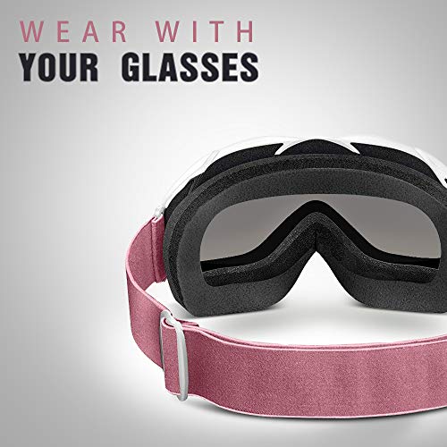 OutdoorMaster OTG Snowboard Goggles - White Frame + Grey Lens