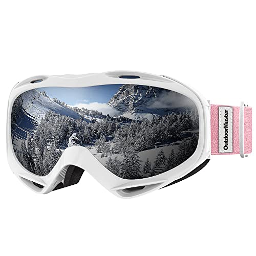 OutdoorMaster OTG Snowboard Goggles - White Frame + Grey Lens