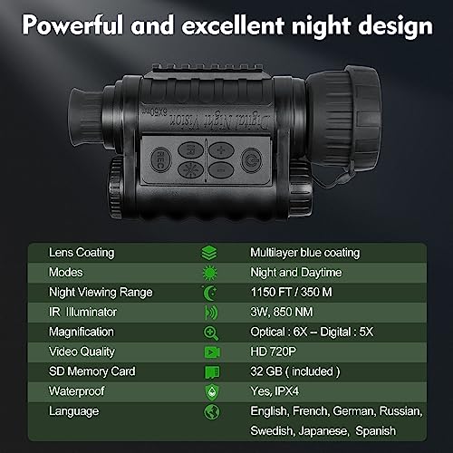 Digital Night Vision Monocular for Complete Darkness