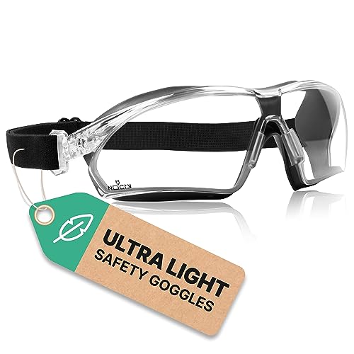 NoCry Lightweight Safety Goggles with Clear Wrap Around Lenses, Vanguard Plus Anti Fog and Anti Scratch Coating, and an Adjustable Headband; ANSI Z87.1 certified and OSHA compliant
