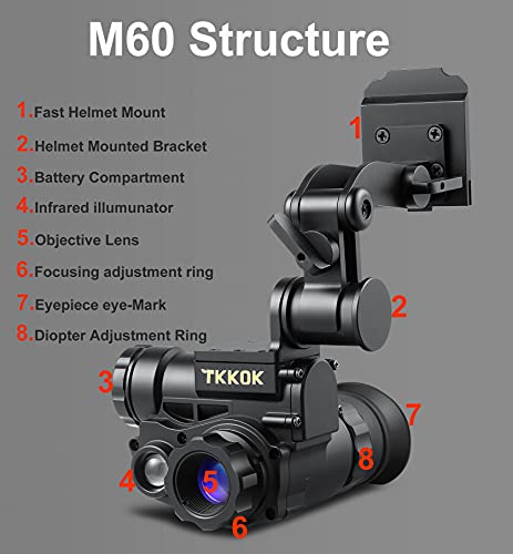 TKKOK M60 Night Vision Monocular Helmet for Adults