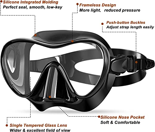 Bairuifu Full Dry Top Silicone Snorkel Mask