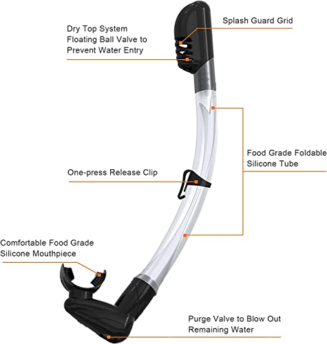 Bairuifu Full Dry Top Silicone Snorkel Mask