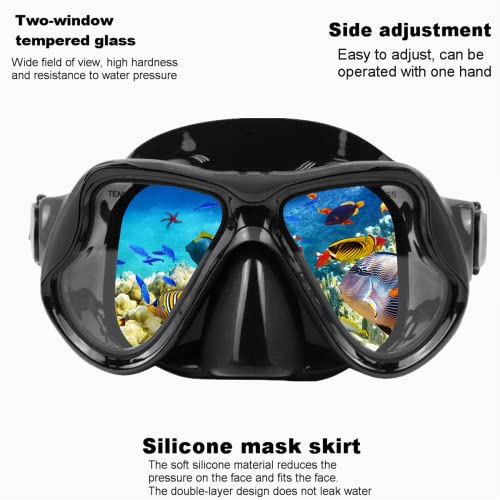 Adults' Snorkel and Scuba Mask Set - Black/Red (2 Pack)