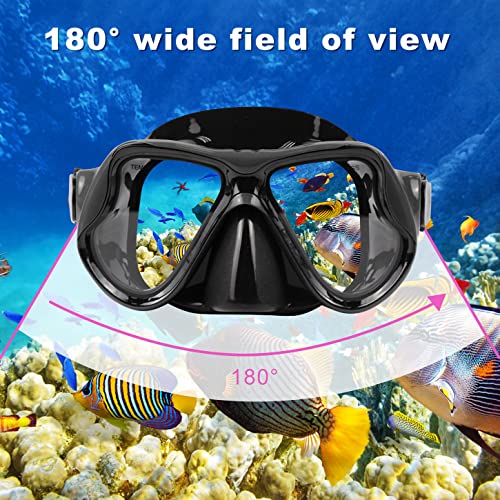Adults' Snorkel and Scuba Mask Set - Black/Red (2 Pack)