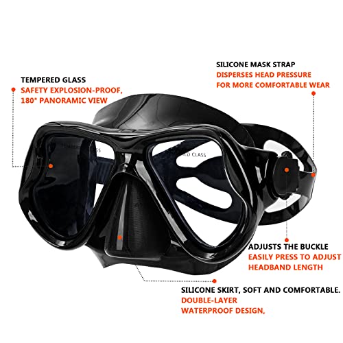 Adults' Snorkel and Scuba Mask Set - Black/Red (2 Pack)