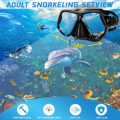 Adults' Snorkel and Scuba Mask Set - Black/Red (2 Pack)