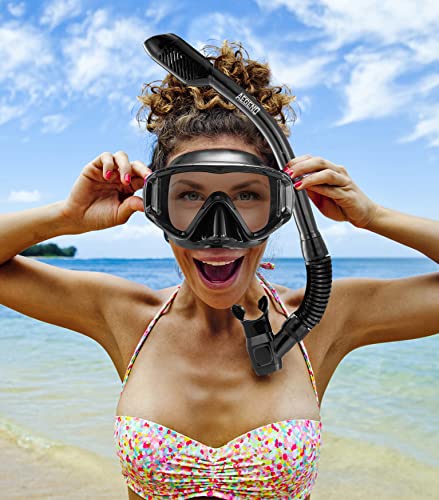 Aegend Adult Snorkel Set with Enhanced View