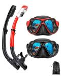 Adults' Snorkel and Scuba Mask Set - Black/Red (2 Pack)