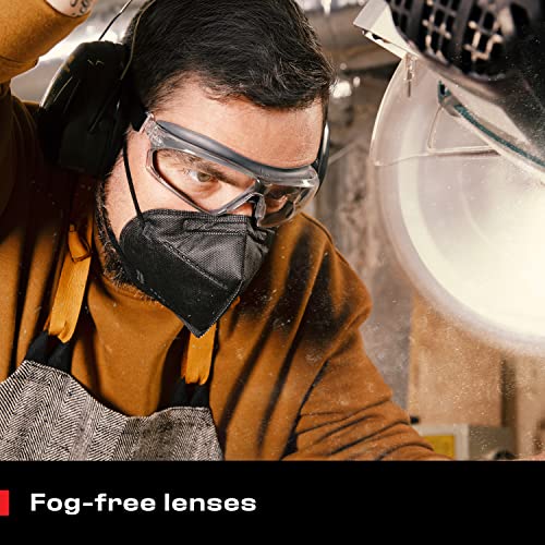NoCry Lightweight Safety Goggles with Clear Wrap Around Lenses, Vanguard Plus Anti Fog and Anti Scratch Coating, and an Adjustable Headband; ANSI Z87.1 certified and OSHA compliant
