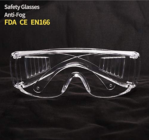 EUXOR, Safety Glasses (2 Pack) Anti Fog & Shattered Proof, ANSI Z87.1 & EN 166 UV Resistant Protective Eyewear Safety Goggles, Wide Frame Eye Shield Goggles Scratch Resistant Best Eye Protection Shield with Clear Vision Safety Goggles over Glasses for Men Women.