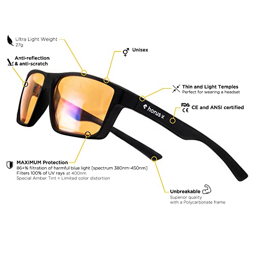 Horus X Blue Light Gaming Glasses - Anti-Glare and Fatigue