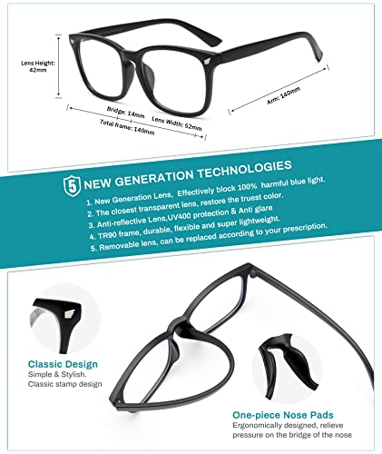 3-Pack Square Blue Light Blockers for Women/Men